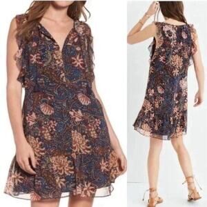 Madewell Floral Print Mini Dress - Blue and Pink